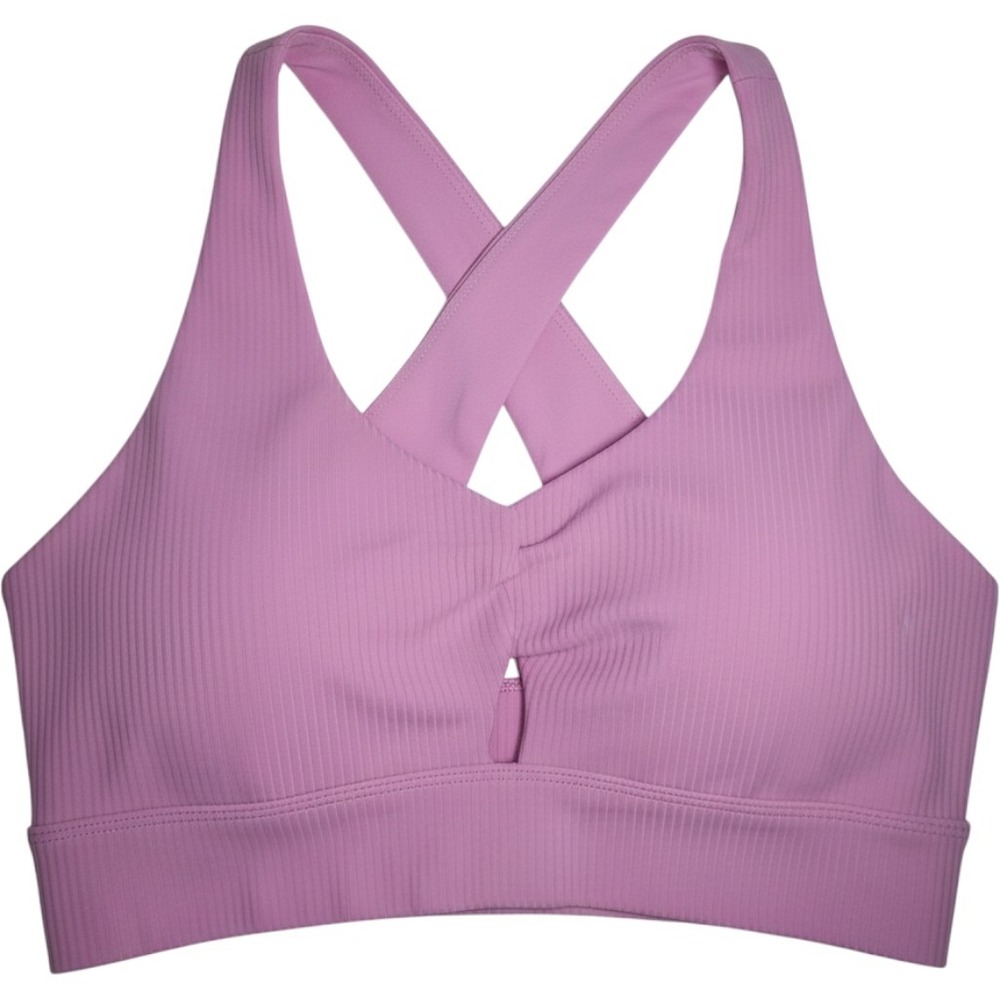 Fabletics Ribbed Twist Front Sports Bra Orchid Pink Crisscross Back Activewear M